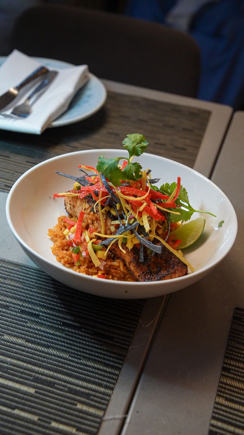 Fish and rice plate